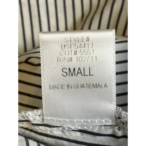 Gibson Poplin White Black Pinstripe Bell Sleeve Blouse Women's Size Small - Picture 7 of 11